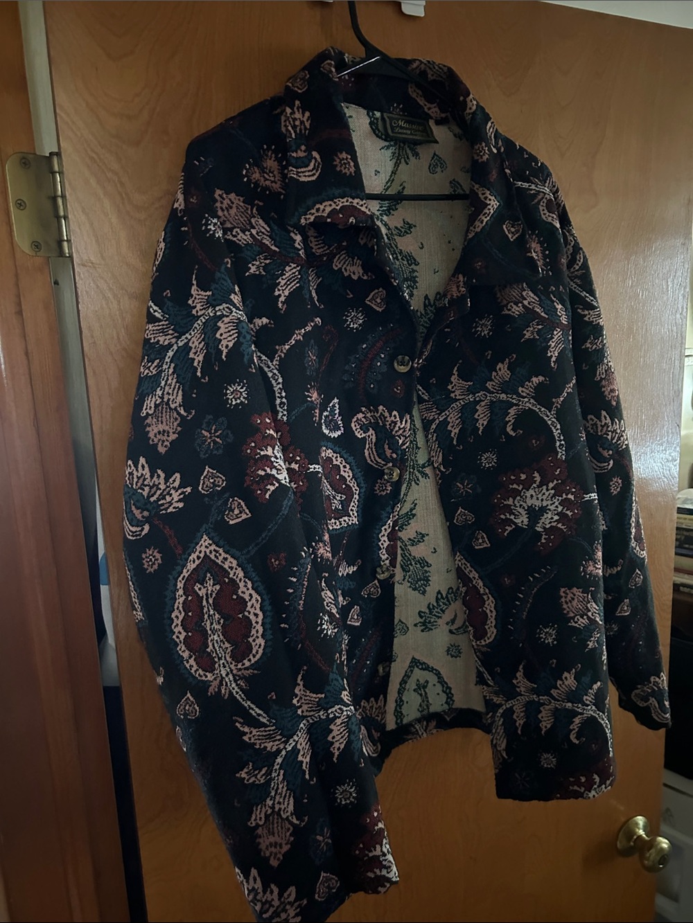 Men's Black Paisley Cotton Dress Shirt Jacket
